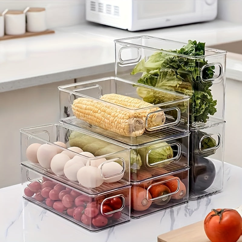 Stackable Refrigerator Organizer Box Transparent Kitchen Container for Pantry, Cabinet, Shelf, Drawer, Refrigerator - Ideal for Food Safe Storage of Snacks, Fruits, Vegetables, and Drinks, Multipurpose Storage Box