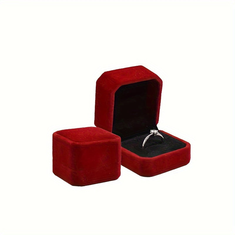 Elegant velvet jewelry box with cufflink compartment, classic design for rings, earrings, and necklaces. Soft fabric interior, available in multiple colors. Ideal gift packaging for special occasions.