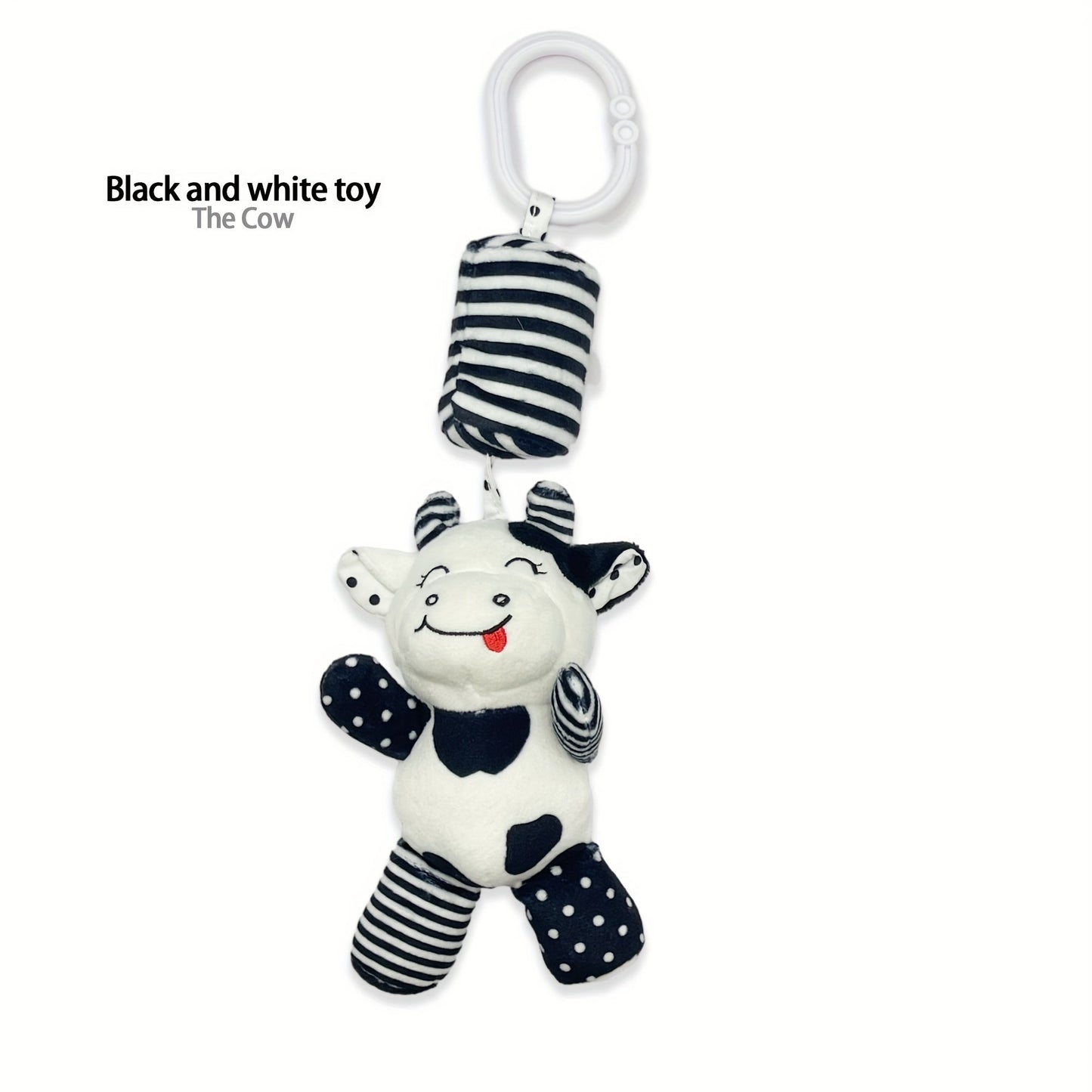 Baby Black and White Wind Chime Bed Decoration, Car Pendant for Newborns, Plush Baby Rattle, Visual Training Bell for 0-1 Year Olds, Early Education Christmas and Halloween Gift.