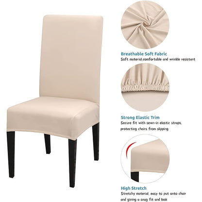 4/6 stretchable dining chair covers - removable, washable seat protector for easy cleaning and decorative style.