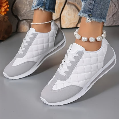 Women's retro casual sneakers - lightweight, lace-up, breathable fabric, all-season sports shoes