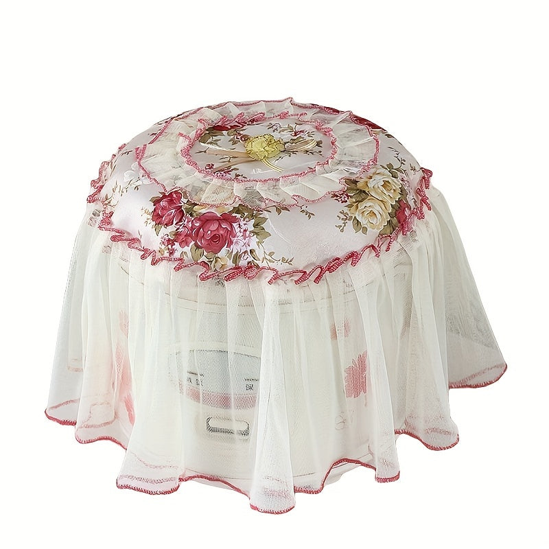 Cover your rice cooker in style with this elegant floral lace round cover. This multi-functional European-style cover not only protects your appliance from dust but also adds a decorative touch to your kitchen. The cover comes in white, light blue