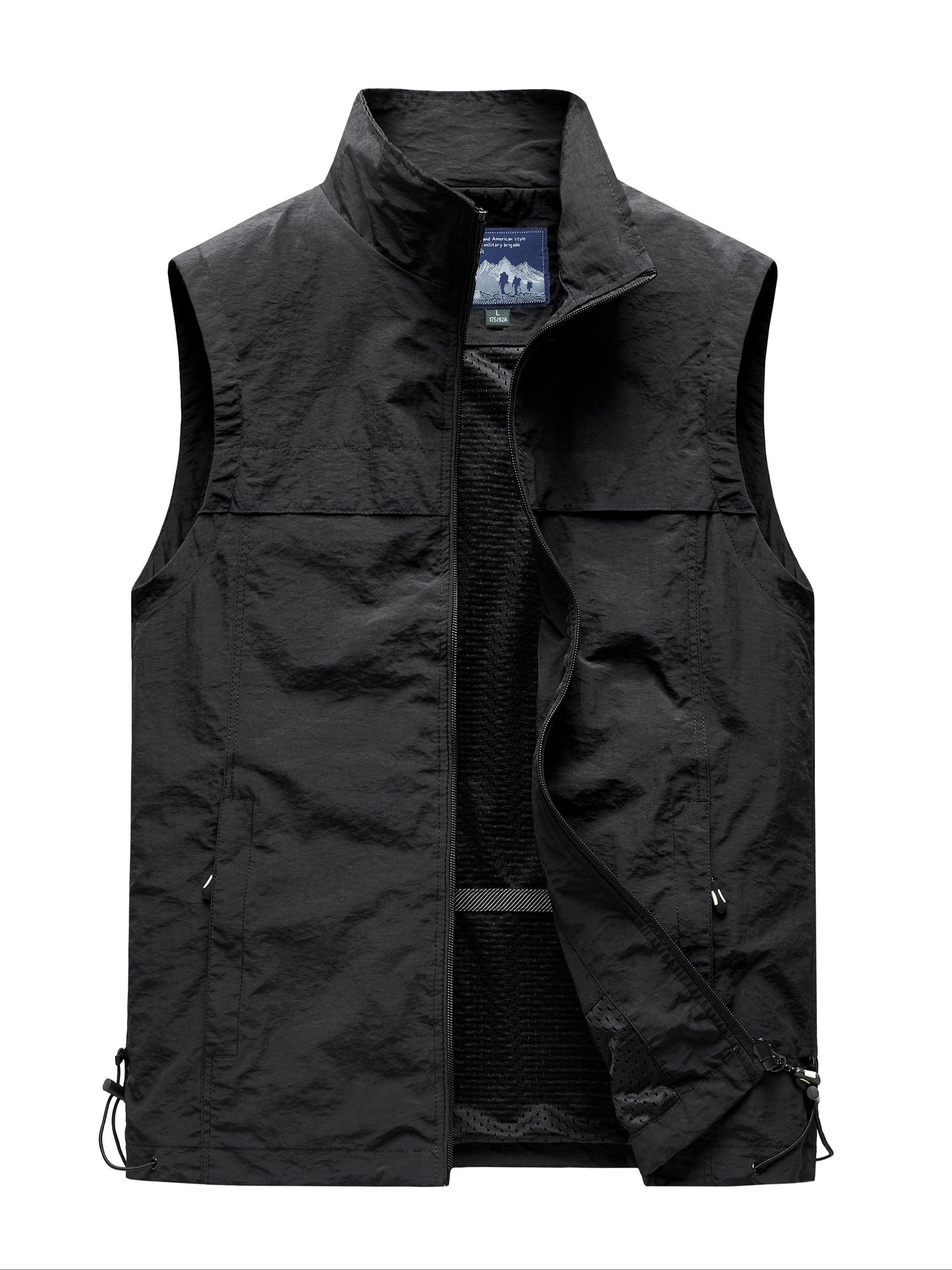 Men's zip-up stand collar vest for outdoor sports