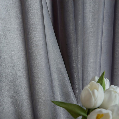 Classic Gray Velvet Curtain for Privacy & Home Decor - Semi-Sheer, Rod Pocket Design - Ideal for Living Room, Bedroom, or Office - 1 Piece