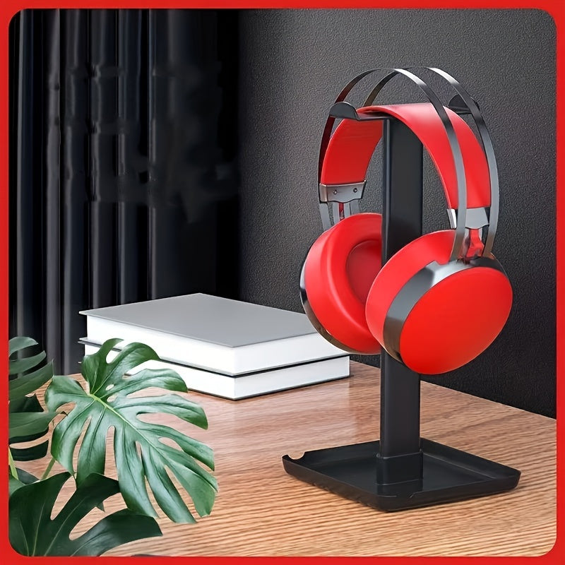 Headset shelf with multi-functional design for mobile phones and tablets, suitable for desktops and dormitories, with detachable display stand.