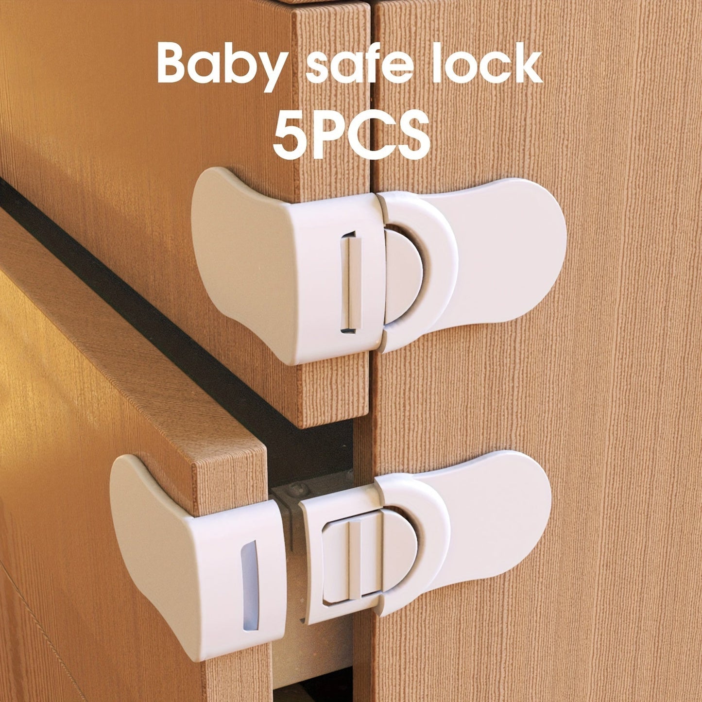 Check out the Looktosee 5-Pack Safety Cabinet Locks! Made with ABS material, these locks are phthalate-free and easy to install without any drilling. The strong adhesive makes them perfect for use on drawers, cabinets, and even the fridge. Keep your