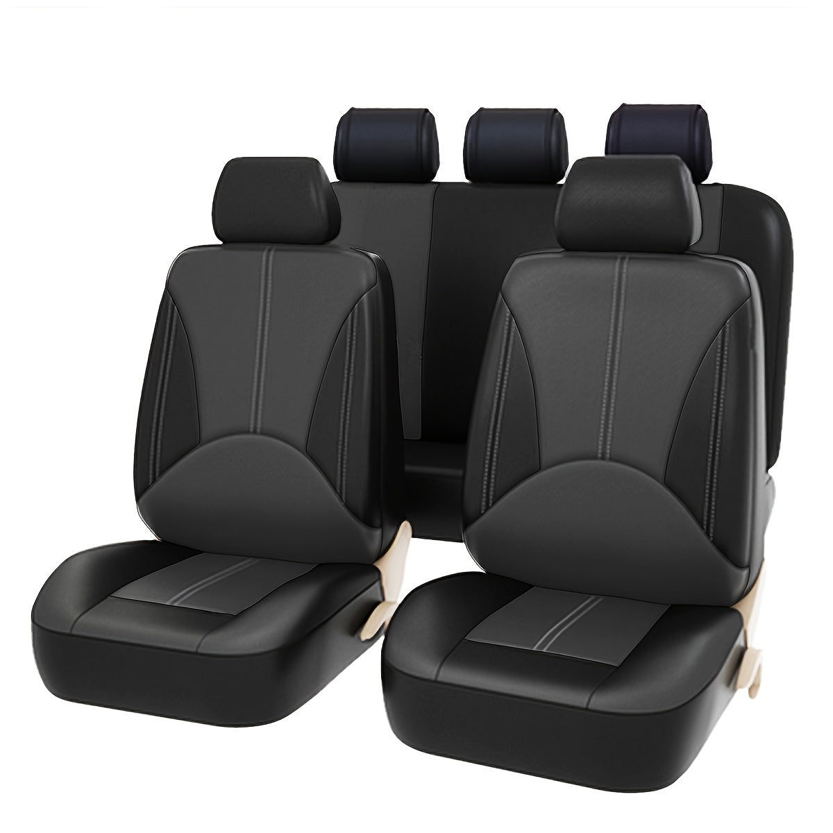 Luxury PU leather seat cover set with full coverage cushion protectors. Waterproof and stain-resistant, easy to install. Fits most vehicles.