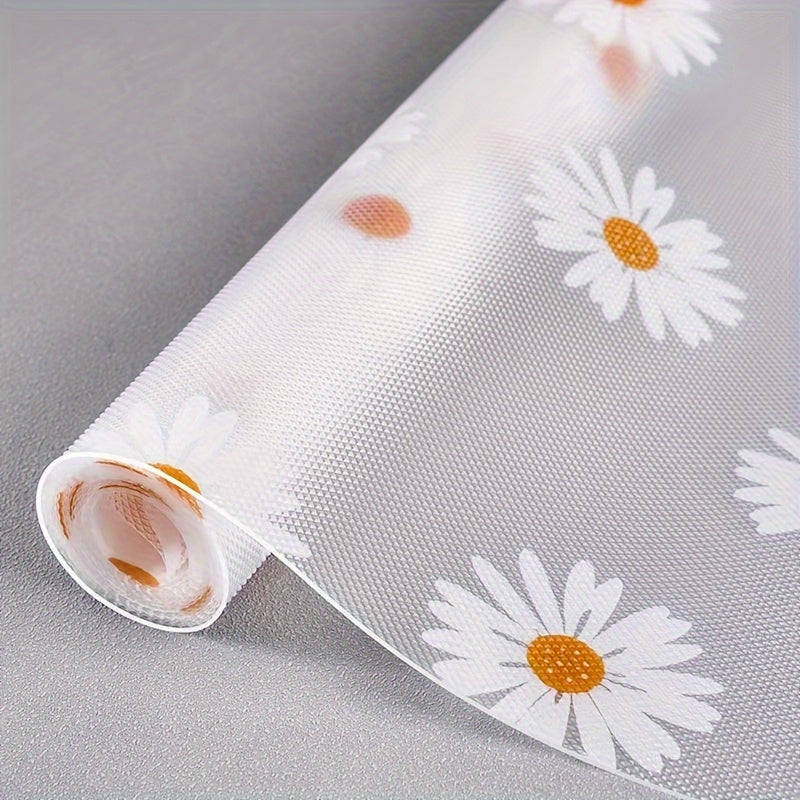 1pc Daisy Pattern Super Grip Mat Roll - Waterproof, Non-Slip, Multi-Purpose for Cabinets, Drawers, Refrigerators, And Tabletops - Stain-Resistant And Easy to Clean.