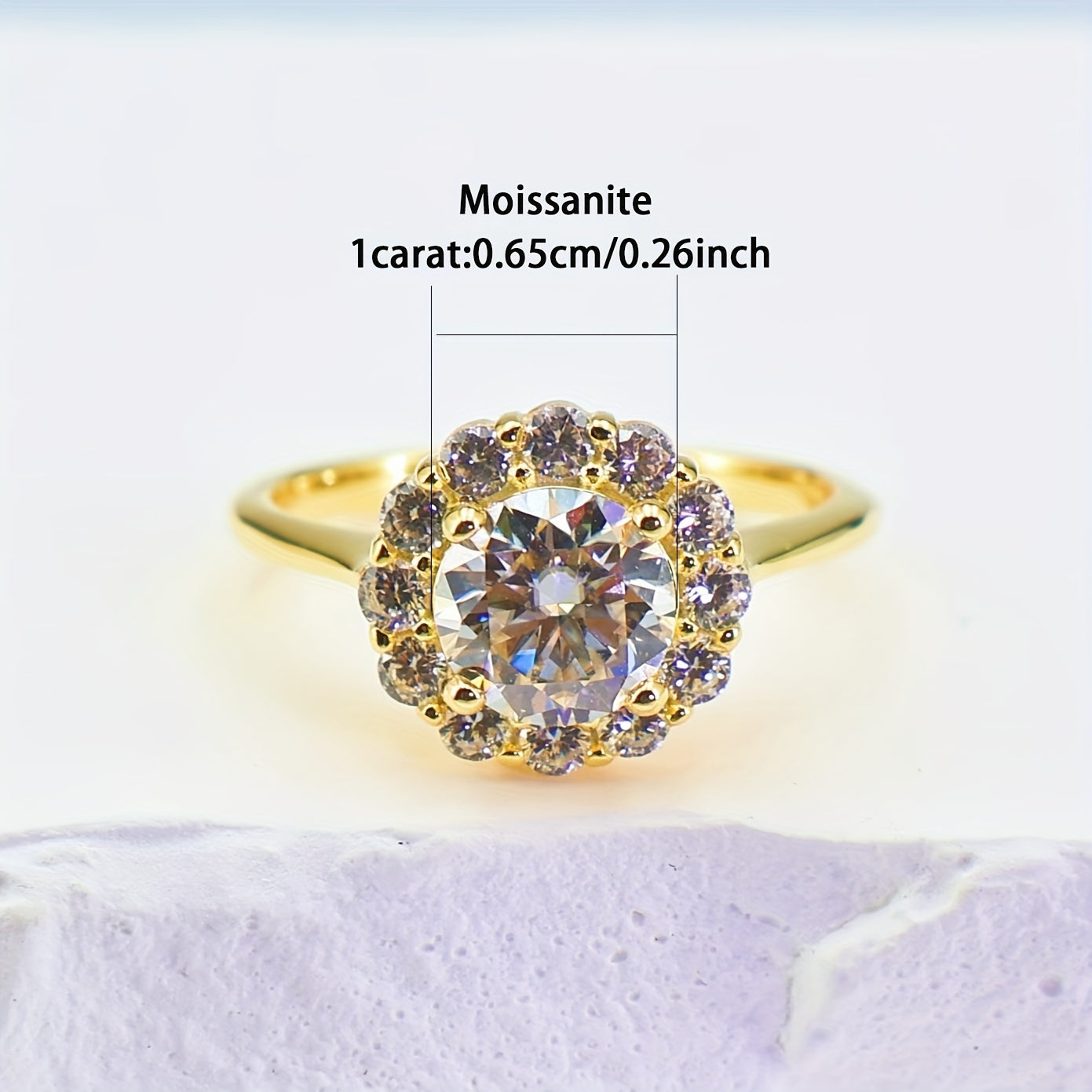 Ajoyib 925 Sterling Silver Moissanite uzuk, 1 karat, to'ylar va yubileylarga ideal, gippoallergen, sovg'a qutisida taqdim etilgan, taxminan 2.5g