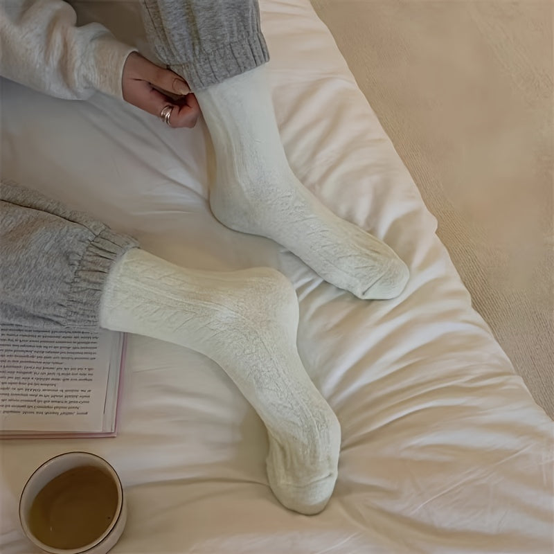 5 pairs of soft and cozy mid-tube plush socks for women