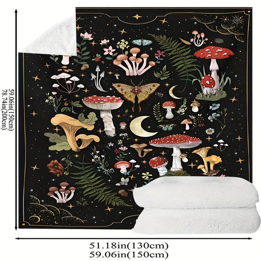 Top Pick for Customers: Comfy Mushroom & Butterfly Flannel Throw Blanket - Luxuriously Soft, Cozy, and Hypoallergenic for Sofa, Bed, or Workspace - Ideal Present for Gothic Witch Christmas