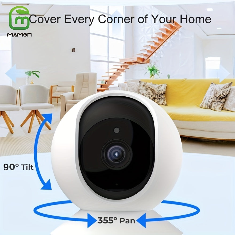 Indoor Security Camera- 2K HD WiFi Pet Monitor with Pan, Tilt, Zoom, Motion Alerts | USB Powered | Various Storage Choices