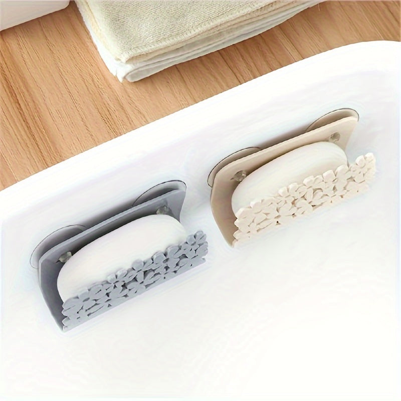 Wall Mounted Multi-Function Plastic Soap and Sponge Holder with Suction Cup for Kitchen and Bathroom - No-Drill Storage Rack for Dishcloth, Sponge, and Soap