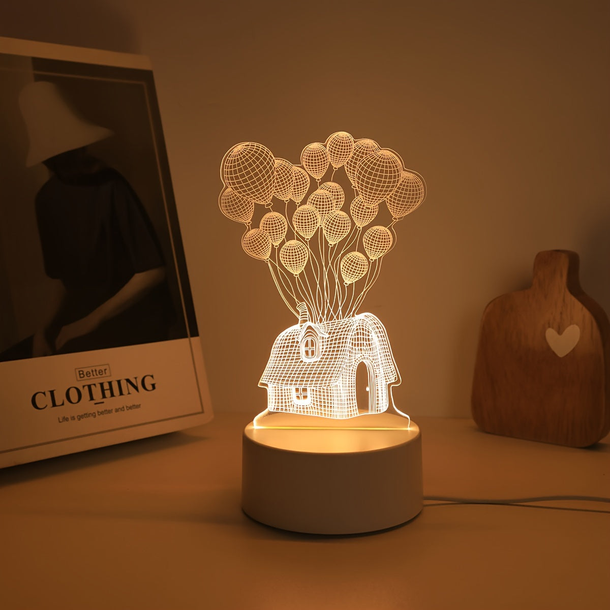 3D Balloon LED Night Light with Switch Control, USB Powered, Perfect for Christmas Gift.