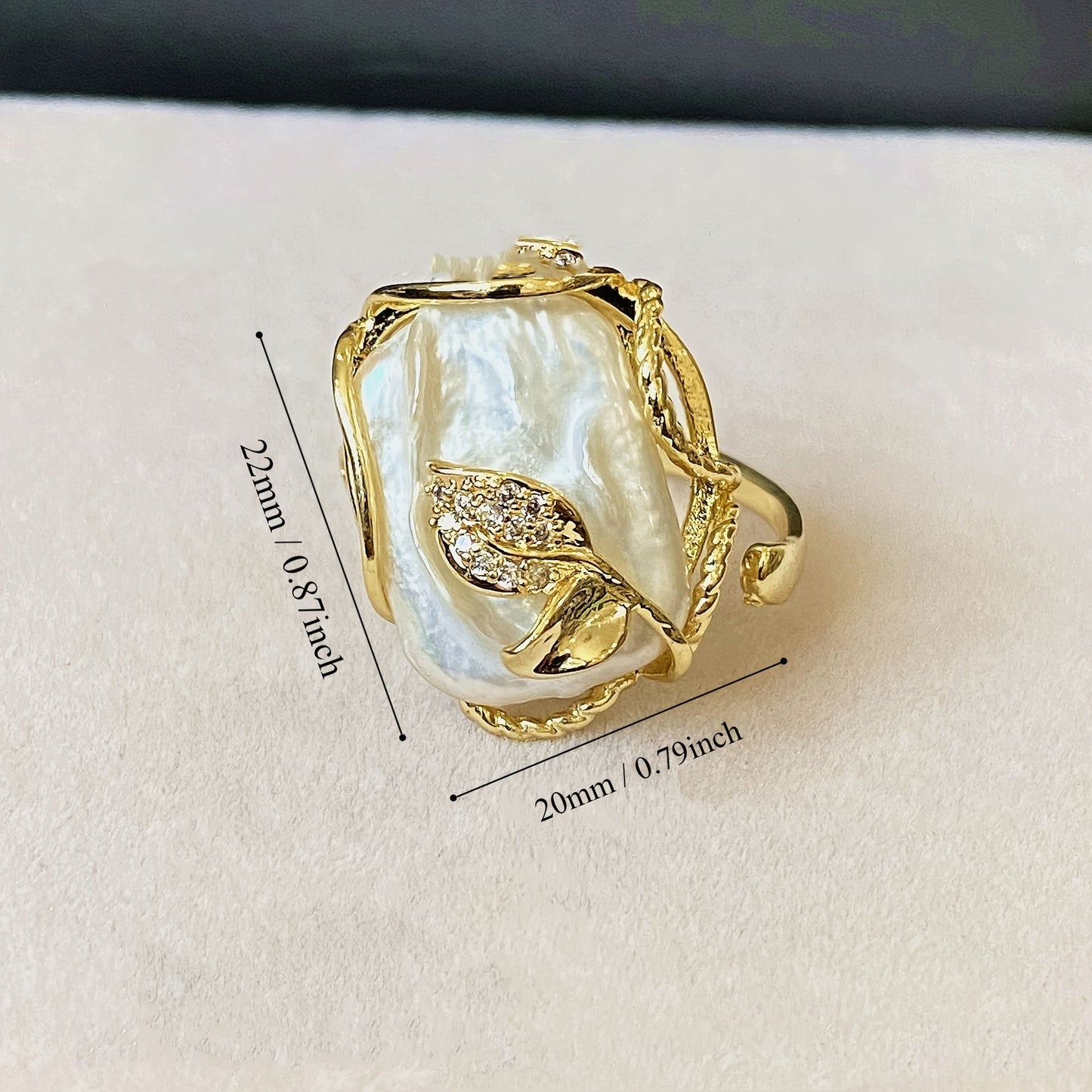 Opulent Handcrafted Freshwater Pearl Ring in 14K Gold Plating - Exuding Baroque Elegance, Ideal for Engagements and Special Celebrations.