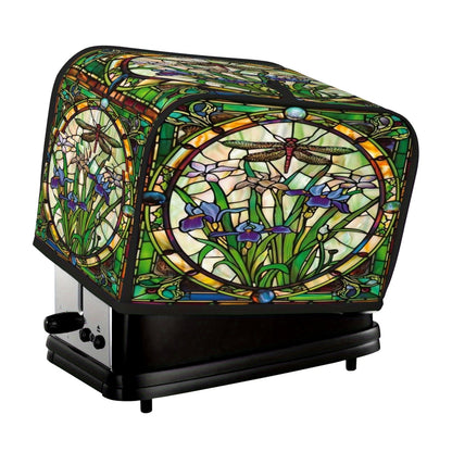 Dragonfly Stained Glass Design Toaster Cover - Chic 2-Slice Protector for Kitchen Appliances, Dustproof and Anti-Fingerprint, Ideal Gift for Women