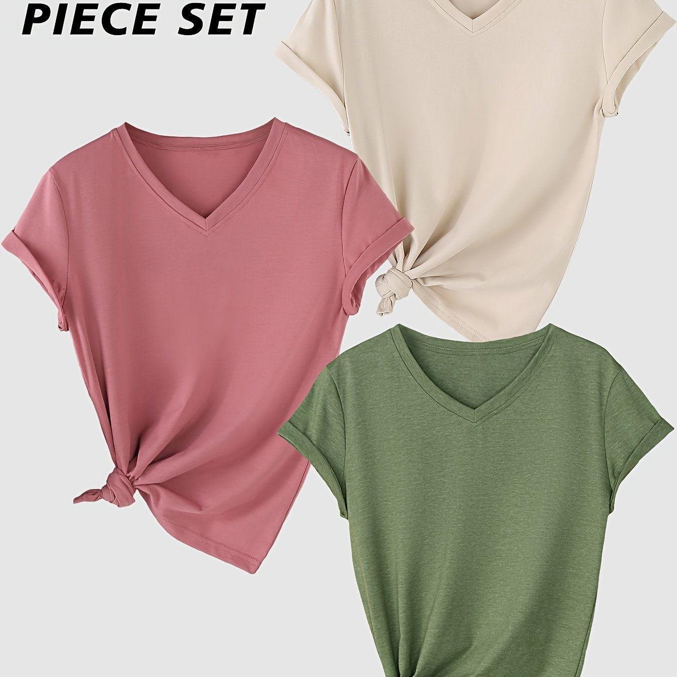 Short-Sleeve V-Neck Set