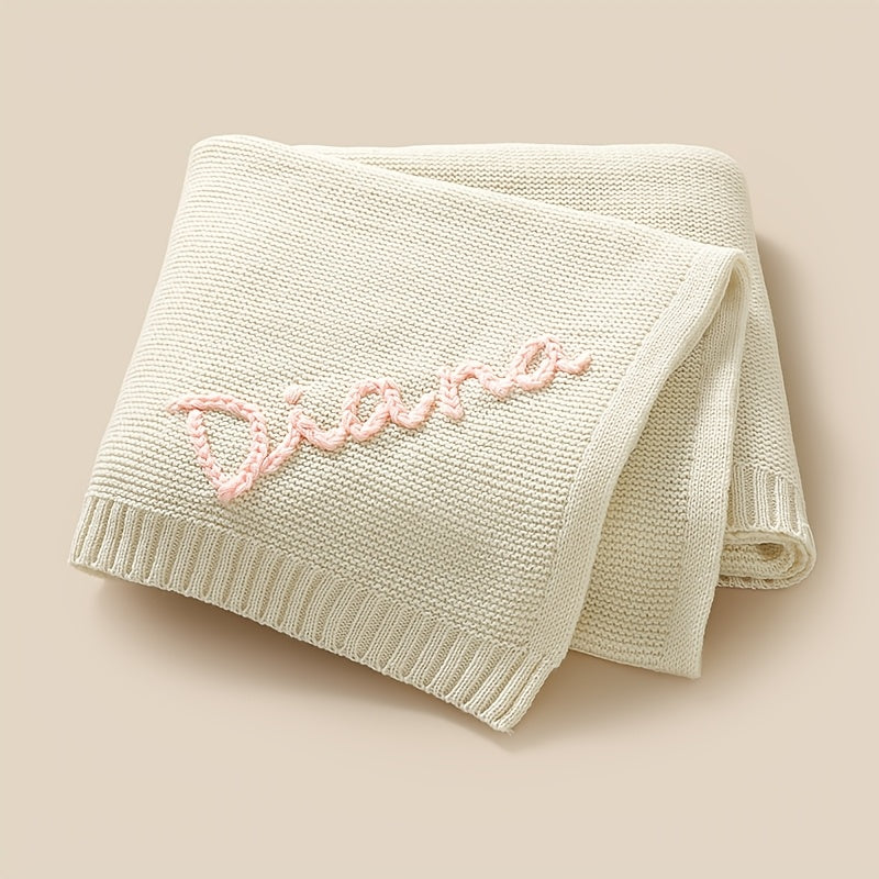 Customize your own name blanket with this soft and cozy acrylic knit blanket. Measuring 100*80cm, this blanket is perfect for all seasons. Give this unique woven blanket as a special gift for anniversaries or birthdays.