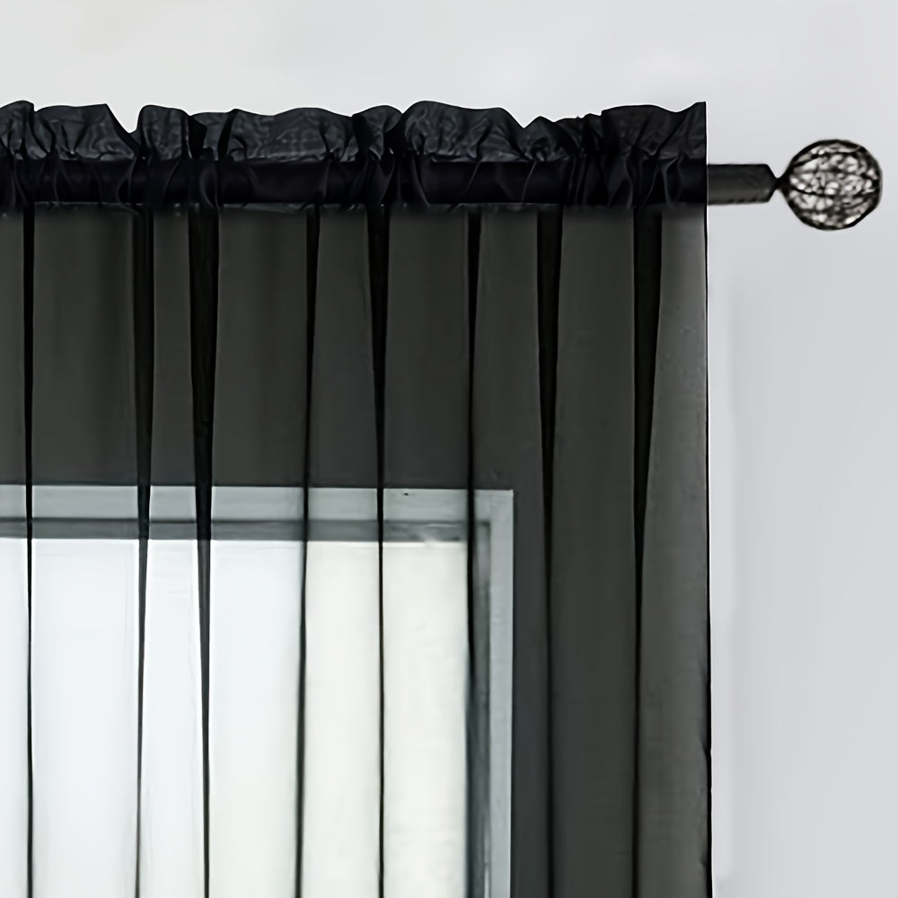 One Panel of Sheer Curtain in Classic Rod Pocket Style - Made from 100% Polyester Trilon Fabric, Lightweight Yarn-Dyed for a Decorative Look. Machine Washable and Perfect for Living Rooms and Restaurants with an Uncorded Clear Romance Theme.