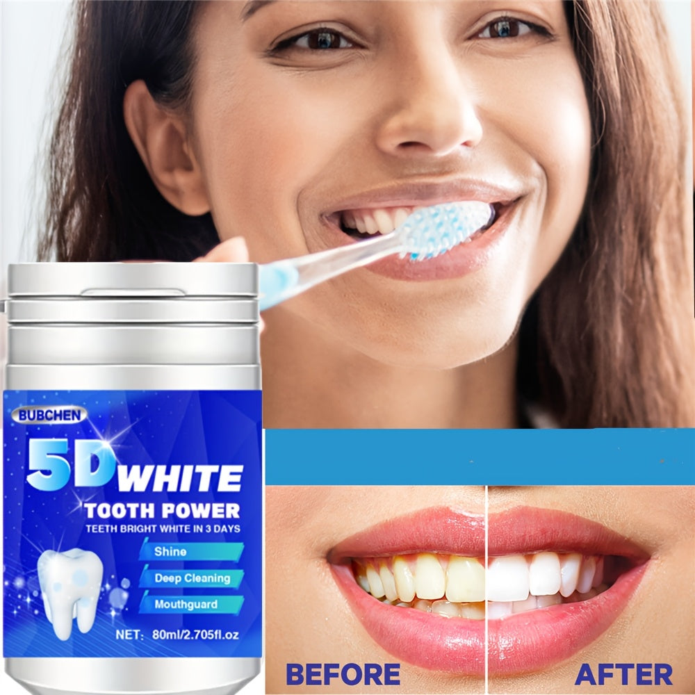 1 bottle of Bubchen 5D White Toothpowder - 80ml, with Pearl Powder for deep cleaning and brightening dental care, ideal for women.