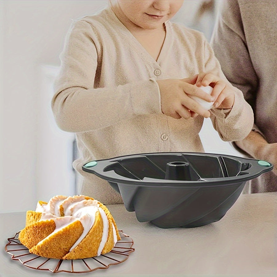 Grey Silicone Bundt Pan, 28.45cm Non-Stick Food Grade Cake Mold, Oven Safe Baking Accessory, Kitchen Supply - 1pc