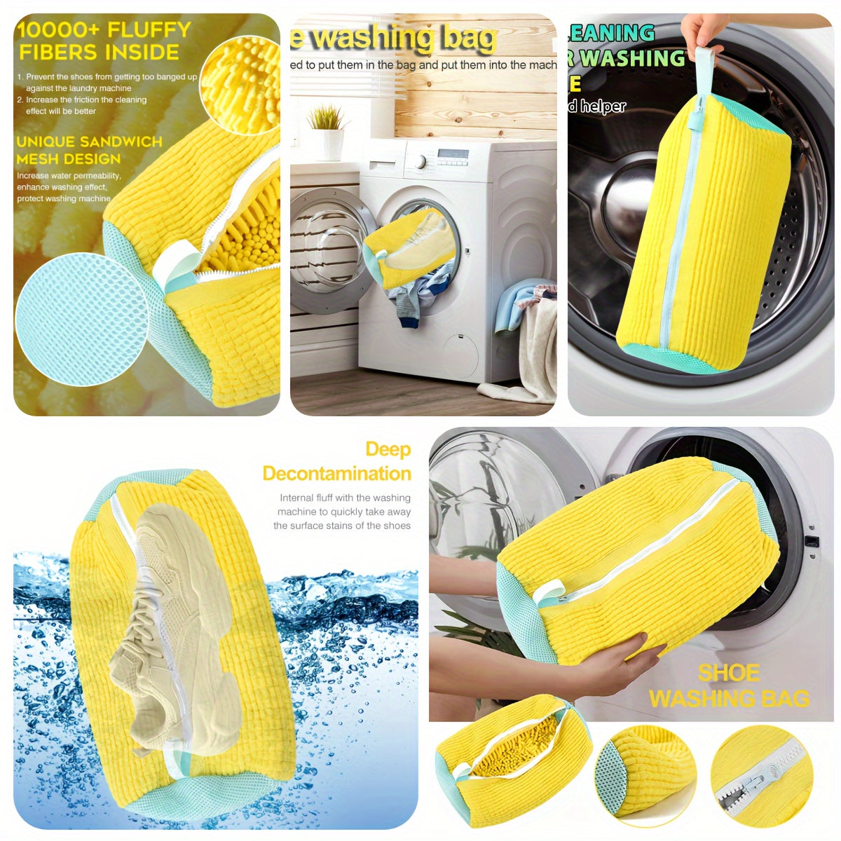 Cross-border hot-selling shoe washing bag for home washing machines. Special lazy shoe protection bag to prevent deformation. Available in 1pc or 2pcs.