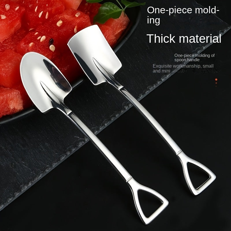 Set of 4 Stainless Steel Spoons: High-Quality Watermelon Dessert and Ice Cream Scoops, Ideal for Outdoor Camping - Durable and Portable