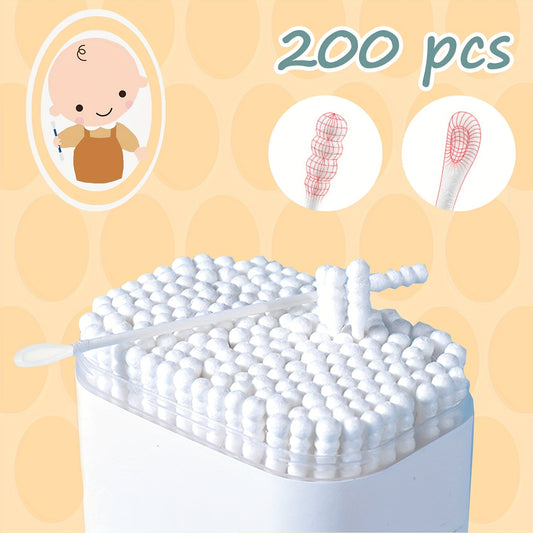 Health Care Set containing 200 pieces of Cotton Swabs, suitable for Ear and Nose cleaning. Ideal gift for Christmas, Halloween, Thanksgiving Day, Easter, and New Year celebrations.