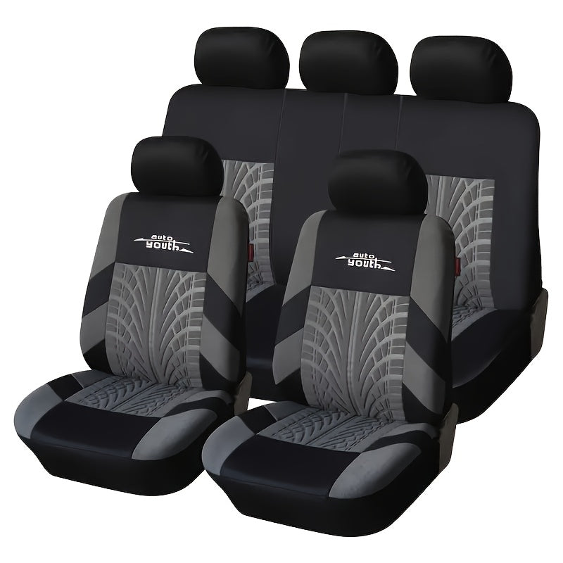 High-quality universal car seat covers for 5 seats, featuring stylish printed letter designs for young car enthusiasts. Fits most car seats.