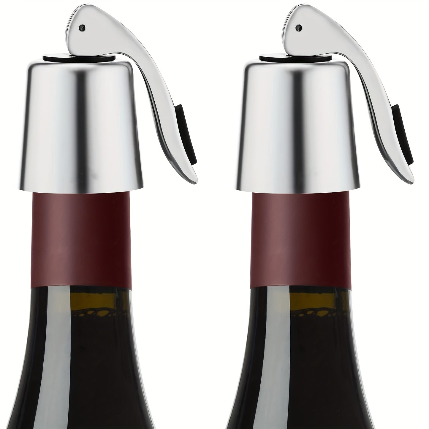 Set of 2 wine bottle stoppers with silicone sealers for keeping wine fresh. Ideal gift for friends, family, and parties, perfect for Christmas.