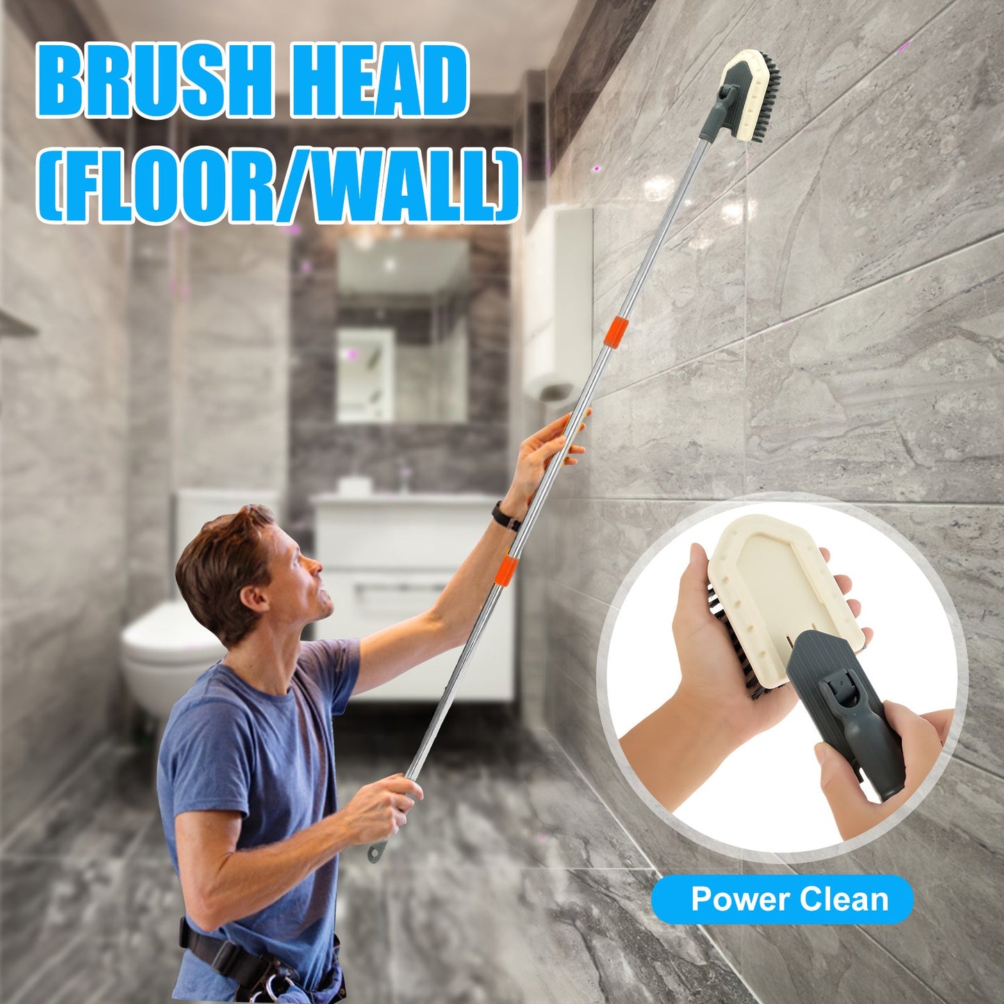 Get the 1pc BUSIZH Wall Cleaner Mop with an extendable 215.9cm handle, a triangle-shaped head, 360° rotation, and adjustable ceiling & wall cleaning capabilities. This tool comes with a baseboard mop, 2 fiber cloth pads, 1 chenille pad, and scraper for