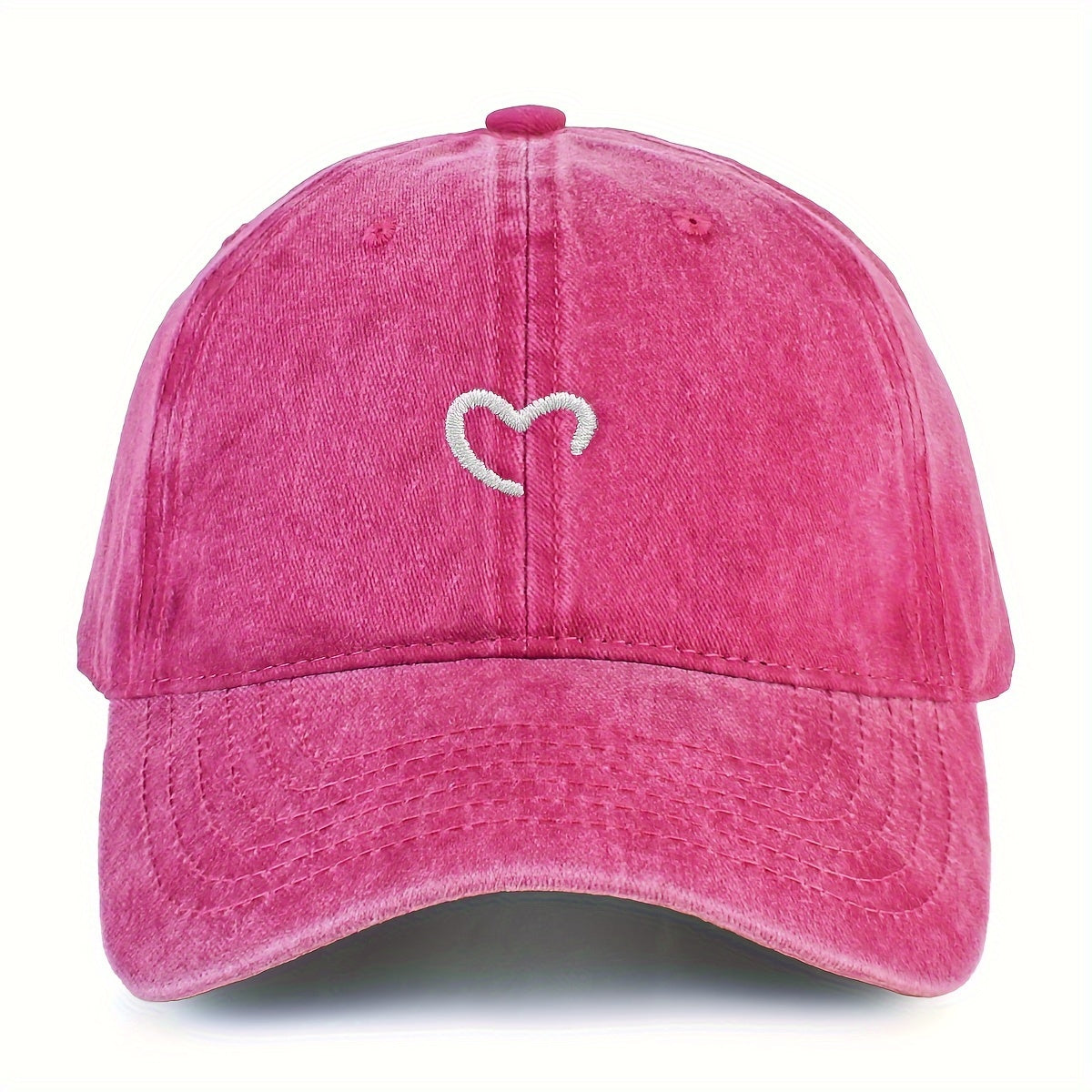 Embroidered heart baseball cap for women, with adjustable size, ideal for urban vacation.