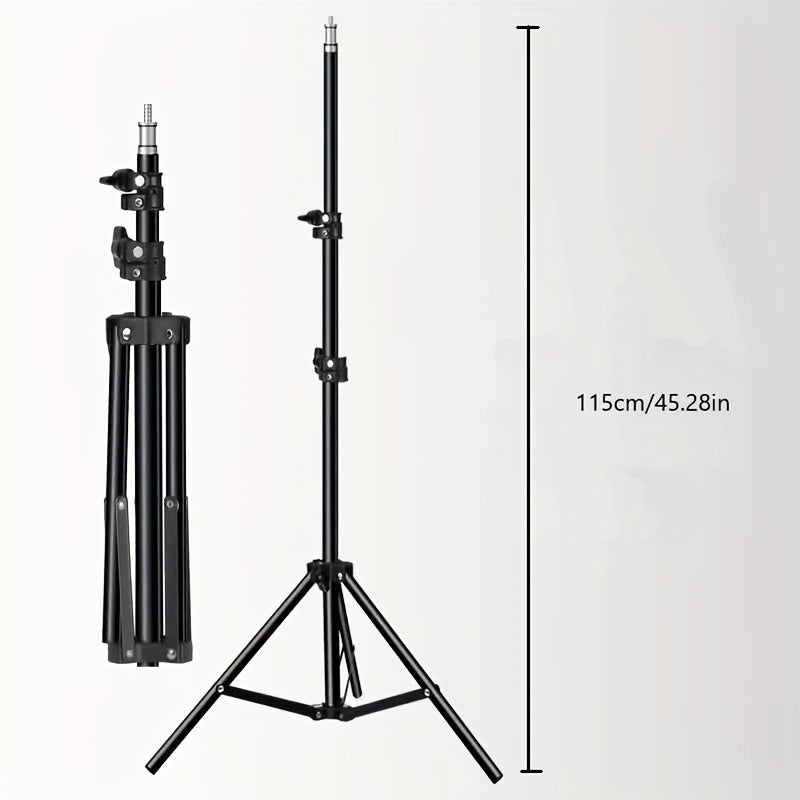 10" heavy-duty light stand with adjustable tripod and 1.1m bracket for photo studio lighting.