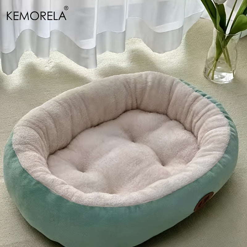 KEMORELA Classic Plush Pet Bed for small to large pets, made of thickened round cat and dog nest with warm deep sleep mat. Made from non-electric polyester fiber material in multiple sizes.