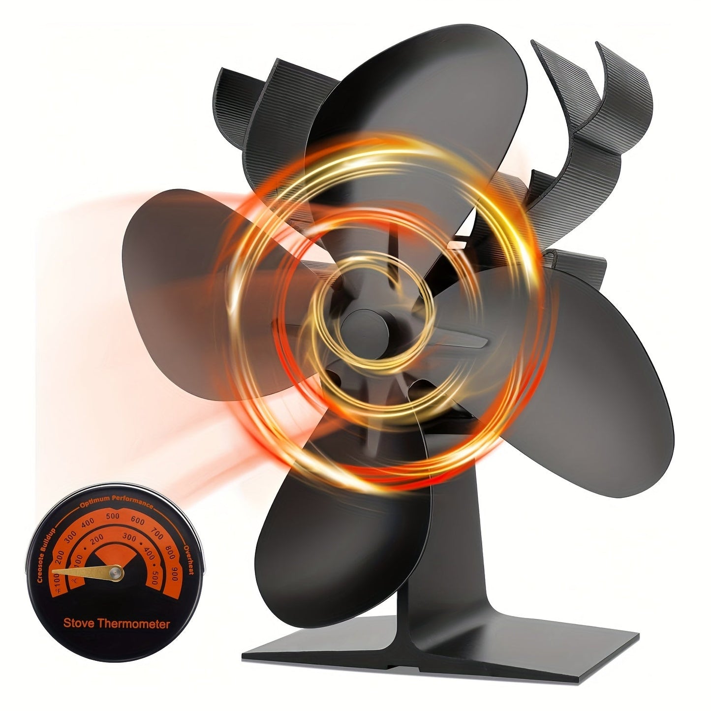 New and Improved Antler Design Single Piece and Set of 4 Hot Power Stove Fans. Original Wood Burner Silent Fan Heater for Home Mini Fireplace. High Efficiency Heat Distributor.