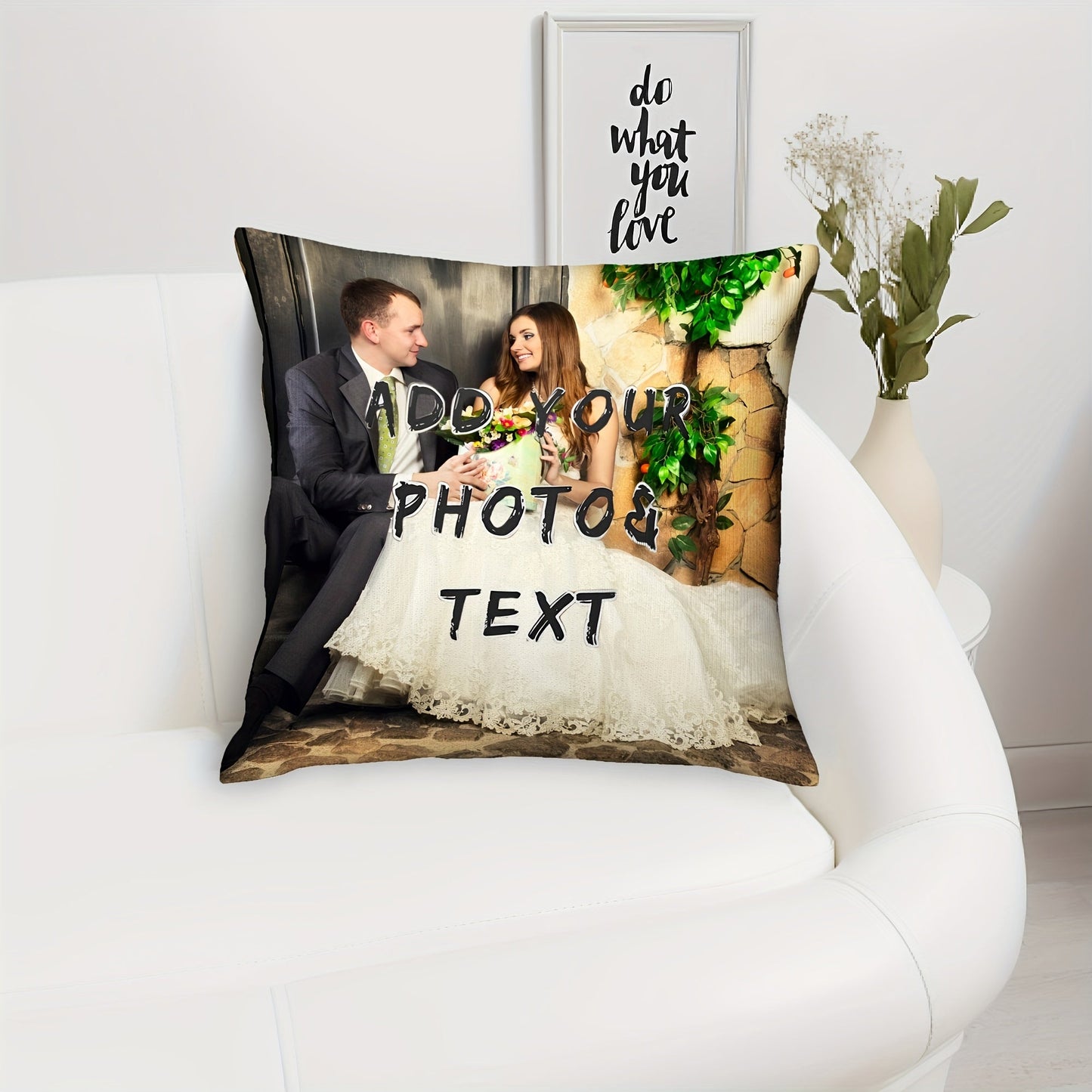 Soft single-sided printed short plush pillowcase measuring 45.72x45.72 cm, featuring a customized pet dog family photo. Perfect for home sofa decor and makes a great Valentine's Day holiday gift. Note: Does not include pillow core.