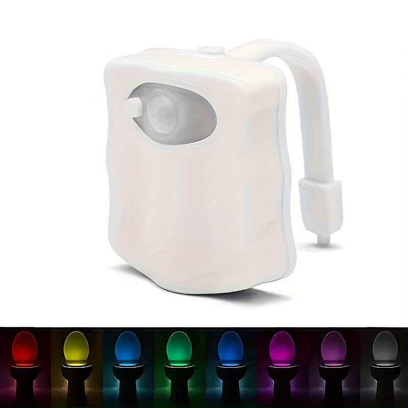 LED Toilet Night Light with 8 Color Gradient, Simple Button Control, and Barrier-Free Design, AAA Battery Powered (Batteries Not Included)