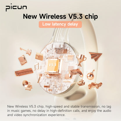 Picun B-01S Wireless Headphones: HD Stereo Sound, Built-in Microphones, Deep Bass, 46 Hours Playtime, Foldable Lightweight design, TF/Cellphone/PC/Home.