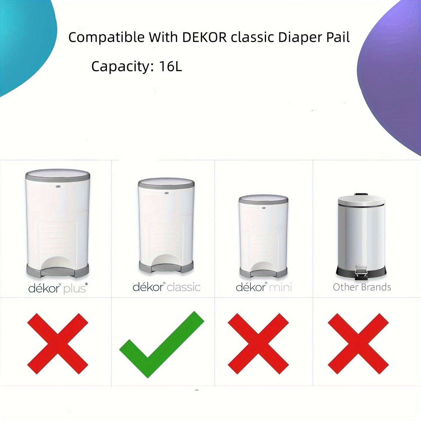 Long-lasting diaper pail refills that eliminate odors - works with DEKOR/KORBEL/Janibell Akord280 & other brands. Made with durable plastic, perfect for diapers, adult diapers, and nursing pads.