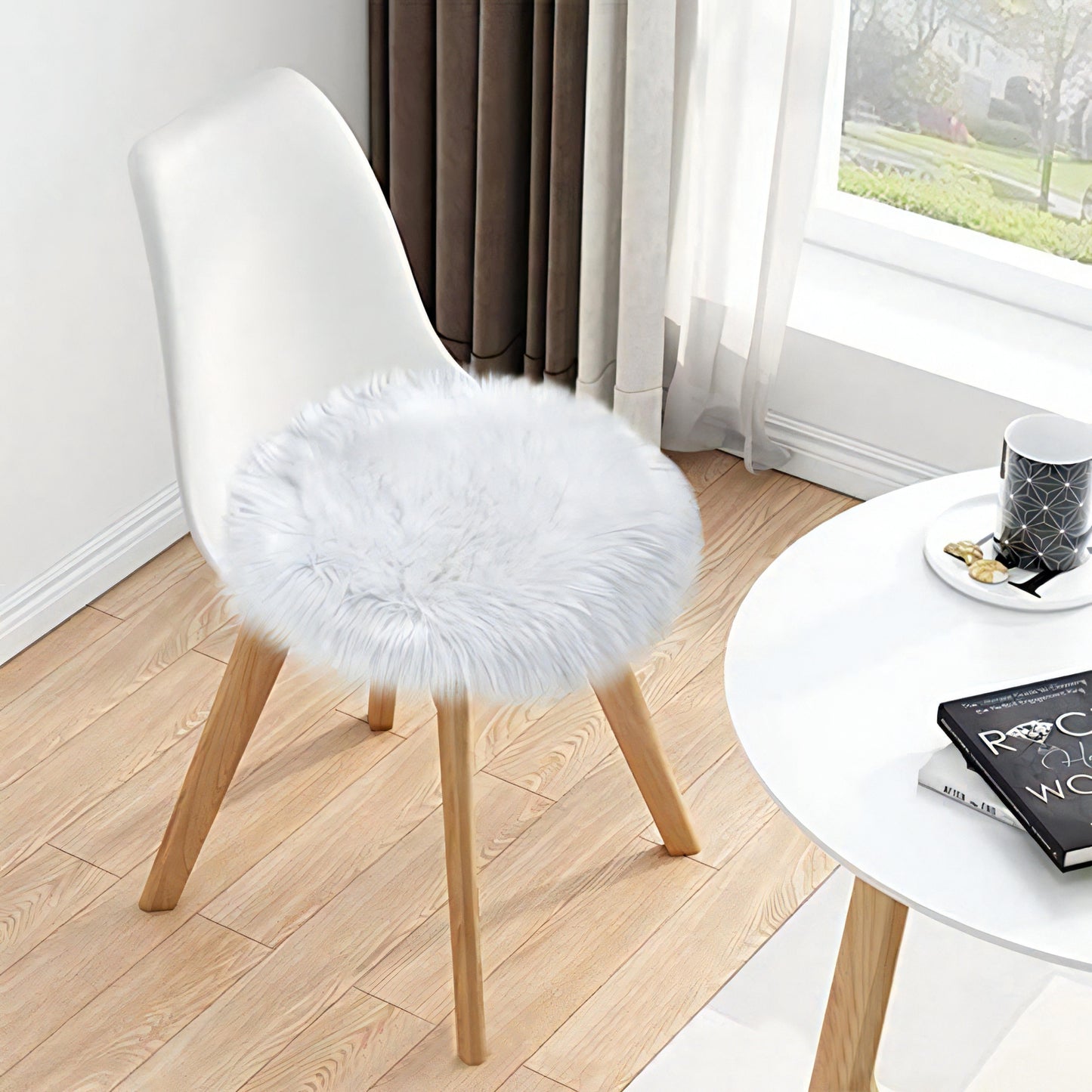 Soft and cozy faux fur chair cover, ideal for adding a touch of luxury to your living room or bedroom décor.