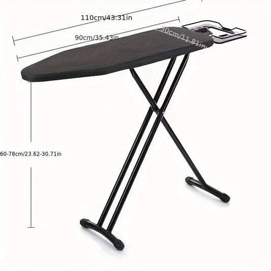 Folding Ironing Board with Adjustable Height and Heat-Resistant Surface, Ideal for Home and Hotel Use, Foldable Metal Frame Ironing Board