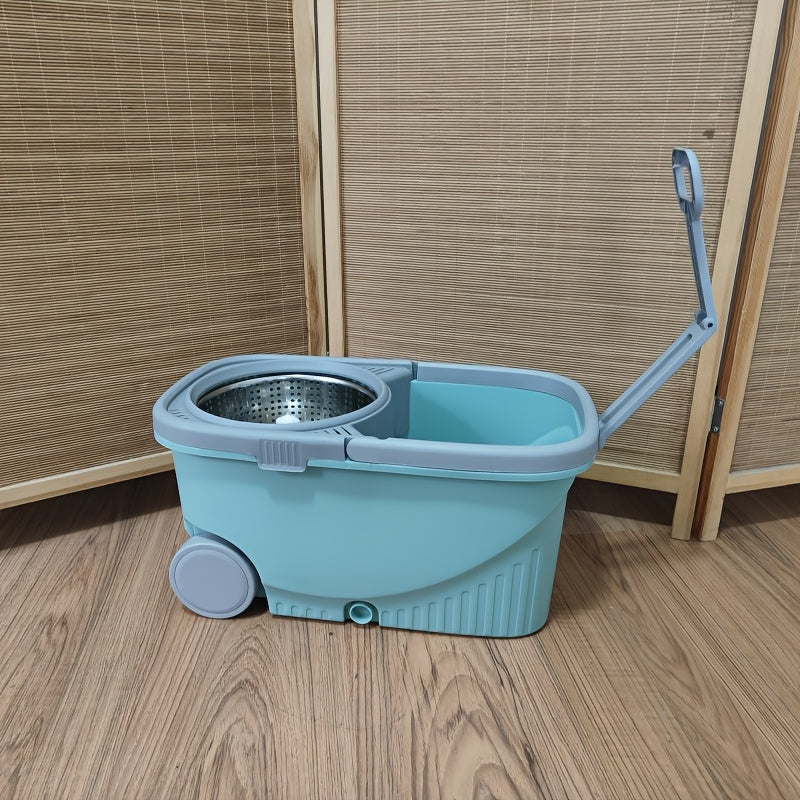 Effortlessly clean your kitchen, bathroom, and living room with the Easy-Wring Spin Mop and Bucket Set. Featuring a stainless steel design and hands-free washing, this set requires no electricity for a convenient cleaning experience.