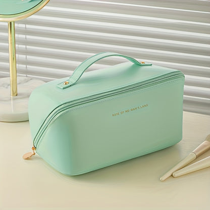 Yiwu-produced chic pink PU cosmetic case for women with large capacity and durable edge paint, featuring a chic pillow shape and polyester lining.