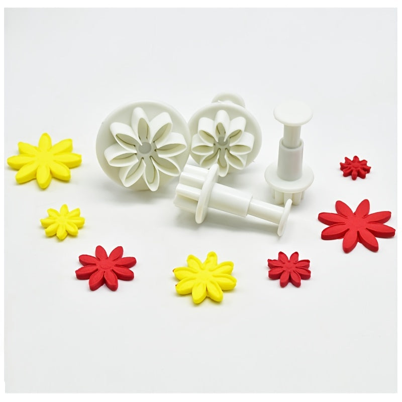 Set of 4 Fondant Molds in Flower Shapes for Homemade Cookie and Candy Creations, Essential Baking Tools and Kitchen Gadgets