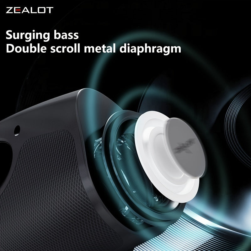 ZEALOT P1 40W Wireless Speaker with Microphone, 7.2 Surround Sound, Hi-Fi Lossless Audio, 16 Hours Playtime, Dual Stereo Tabletop Speaker with Bass Boost, Button Control, USB Type-C