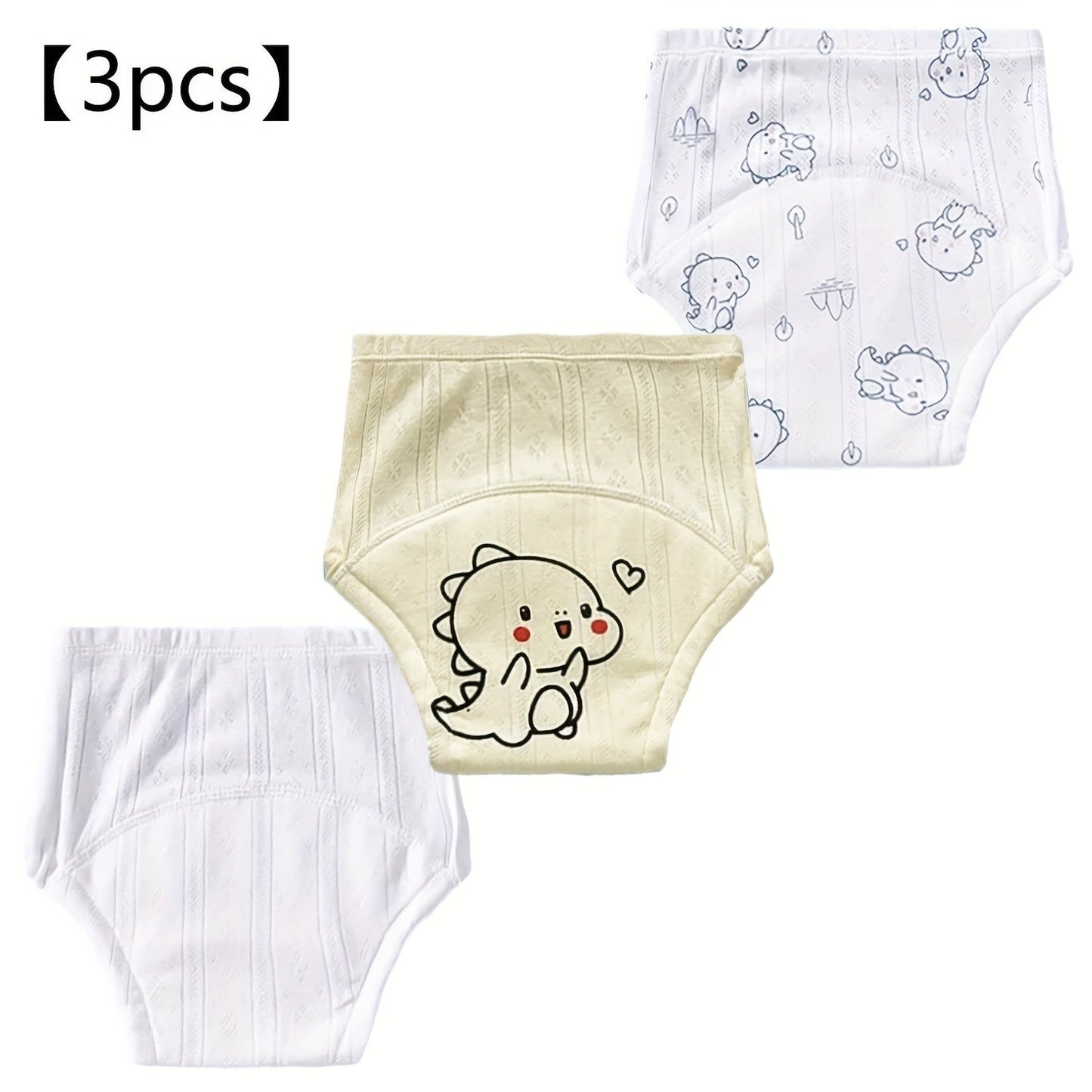 Three soft and absorbent training diapers designed for boys and girls - featuring a breathable, leak-proof design with a cute cartoon astronaut pattern. The perfect holiday gift for potty training!