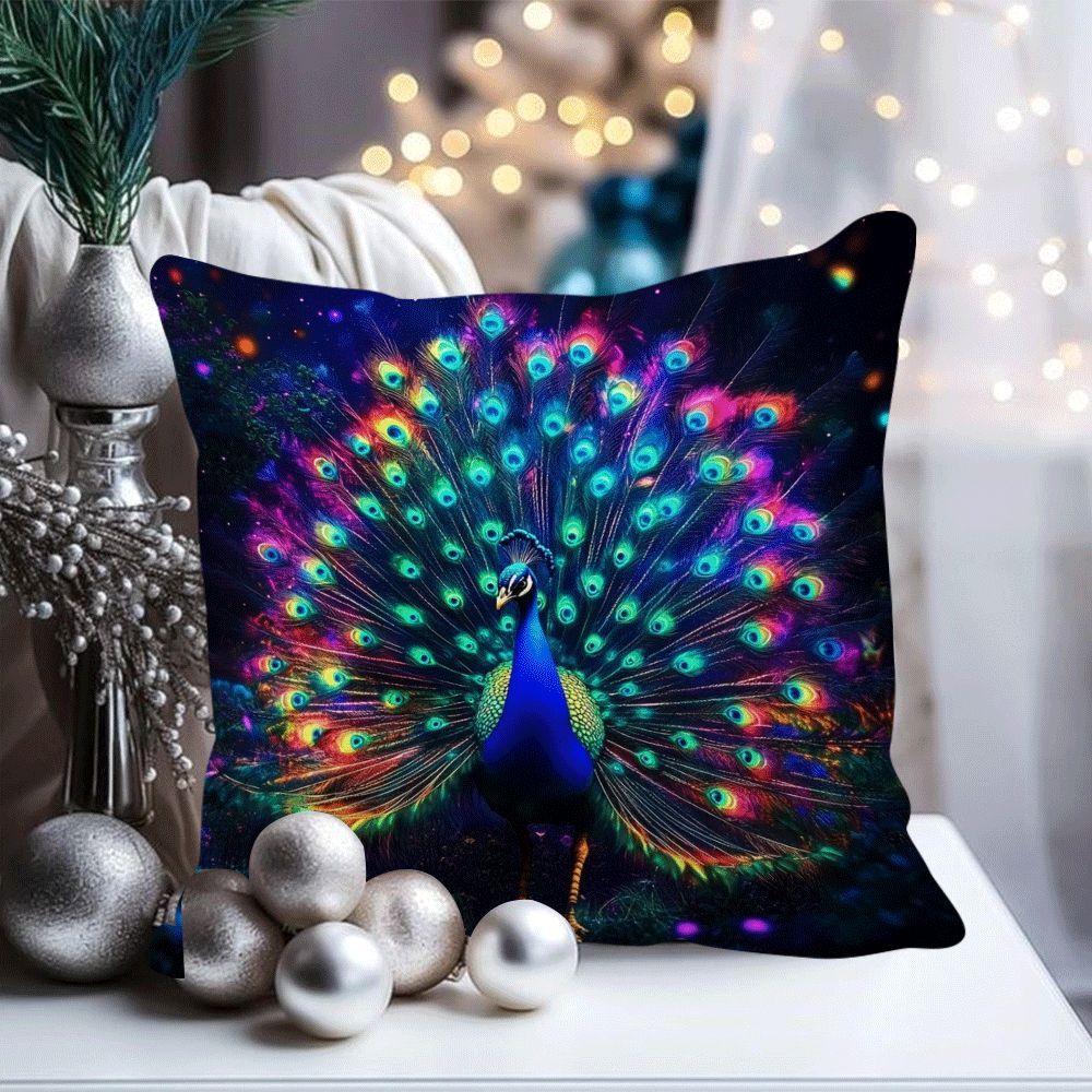 Coastal Classic Peacock Pillow Cover, 1 piece, measures 45.72x45.72 cm. Made of machine washable polyester, this decorative throw pillow case features a zipper closure and is ideal for back sleepers. Perfect for all seasons, this pillow cover is a