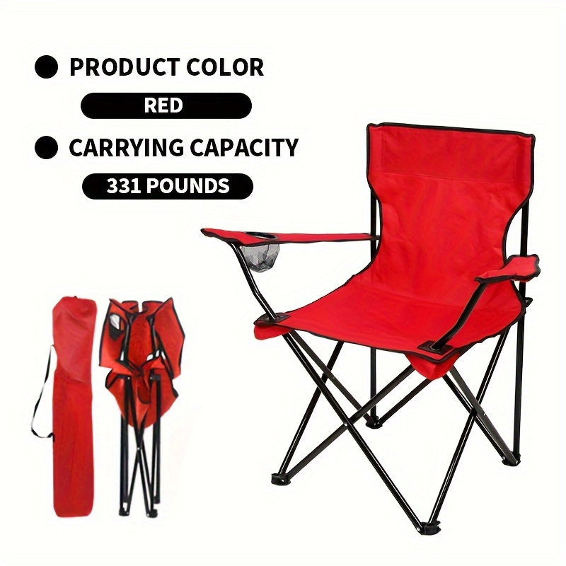 Durable and portable folding outdoor chair for adults with steel frame.