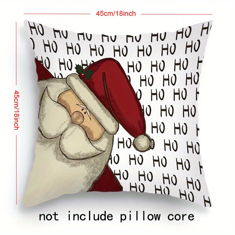 Set of 4 Christmas-themed pillowcases with various designs, 45.72cm X 45.72cm.