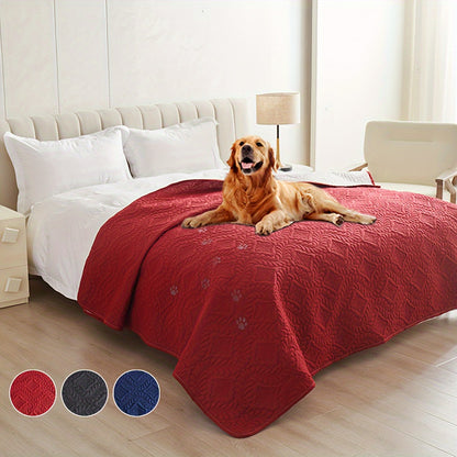 Waterproof pet bed cover for dogs and cats in red, dark blue, and black. Can also be used as a sofa protection mat.